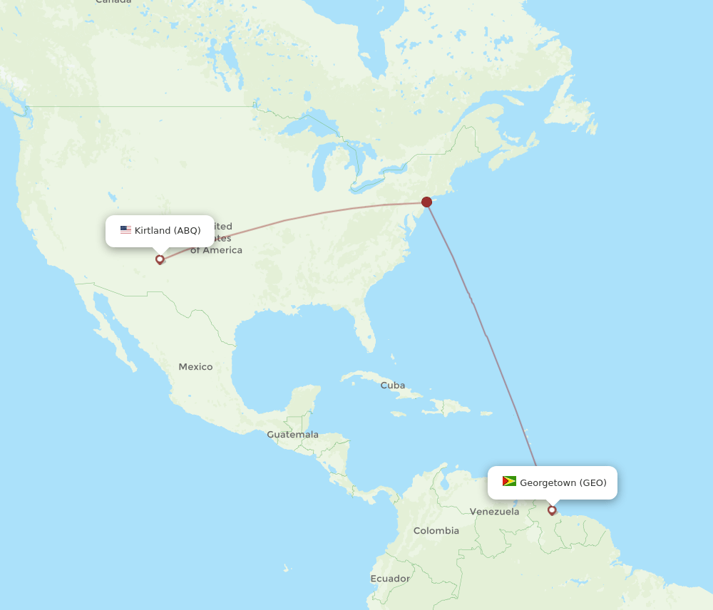 ABQ to GEO flights and routes map