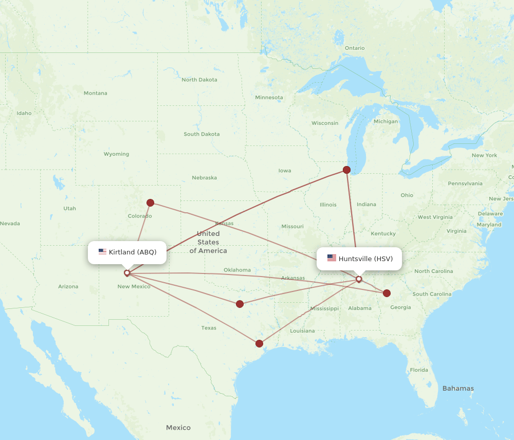ABQ-HSV flight routes