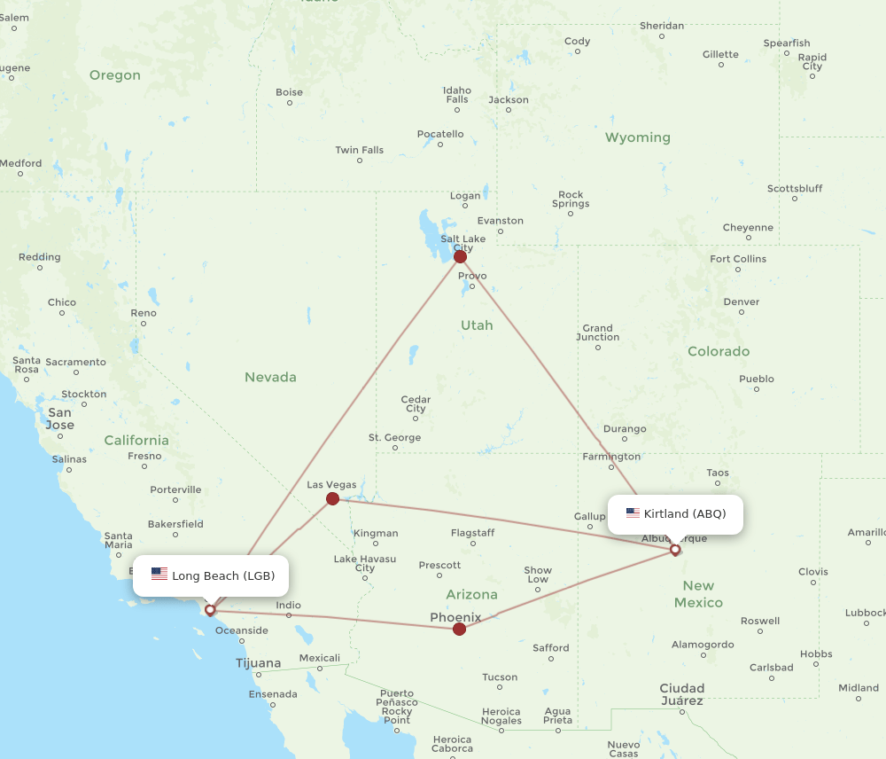 ABQ-LGB flight routes