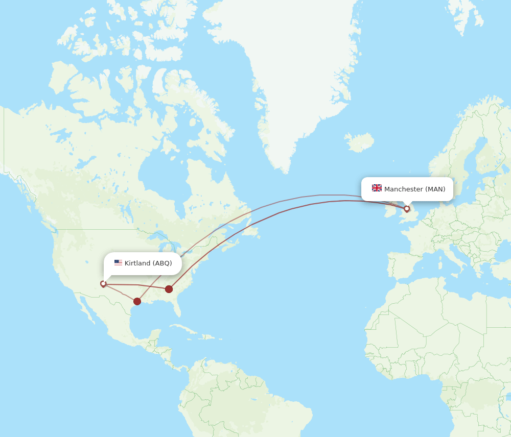 ABQ-MAN flight routes