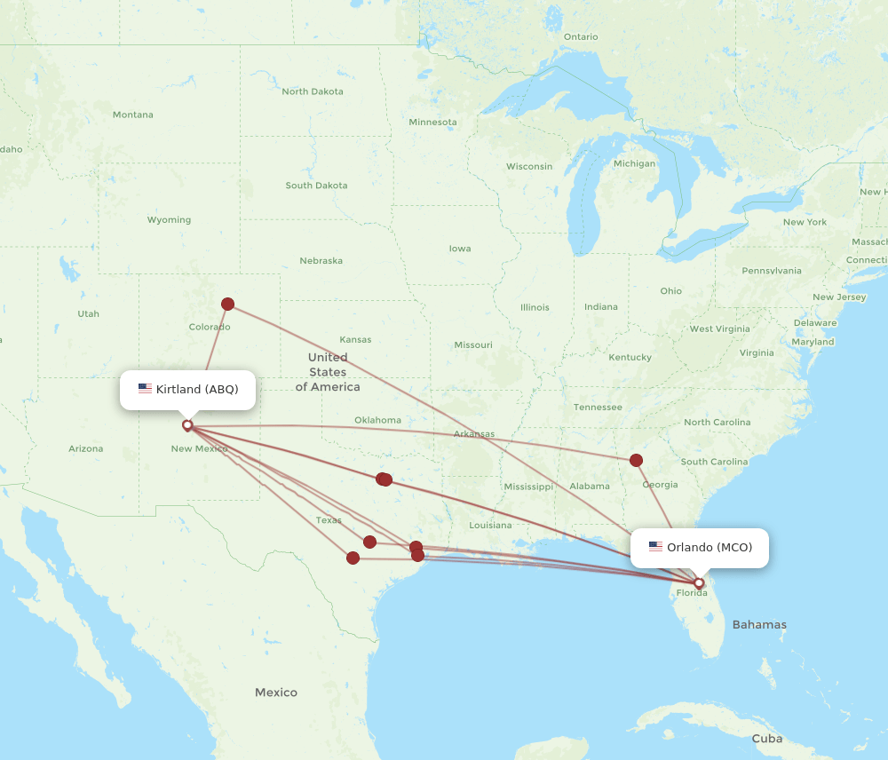 ABQ-MCO flight routes