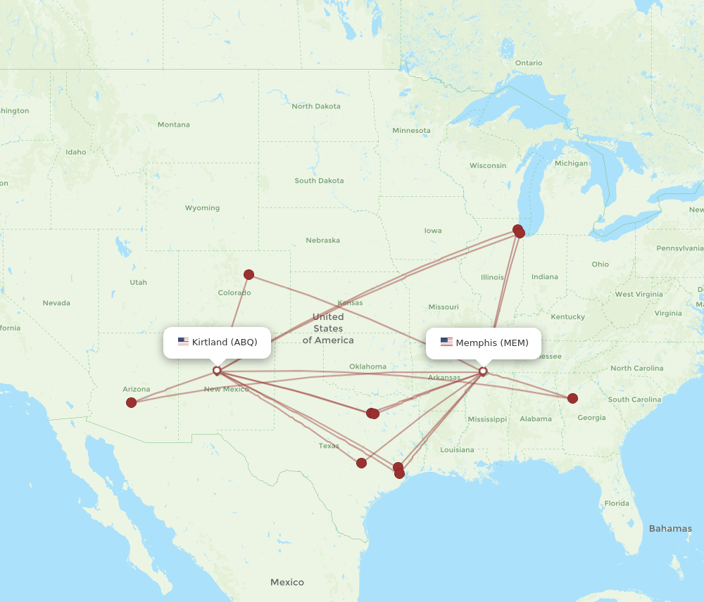 ABQ-MEM flight routes