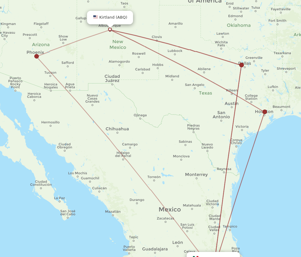 ABQ-MEX flight routes