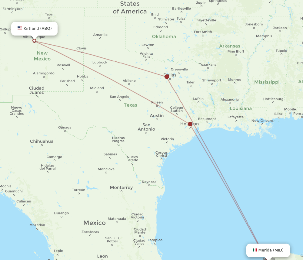 ABQ-MID flight routes
