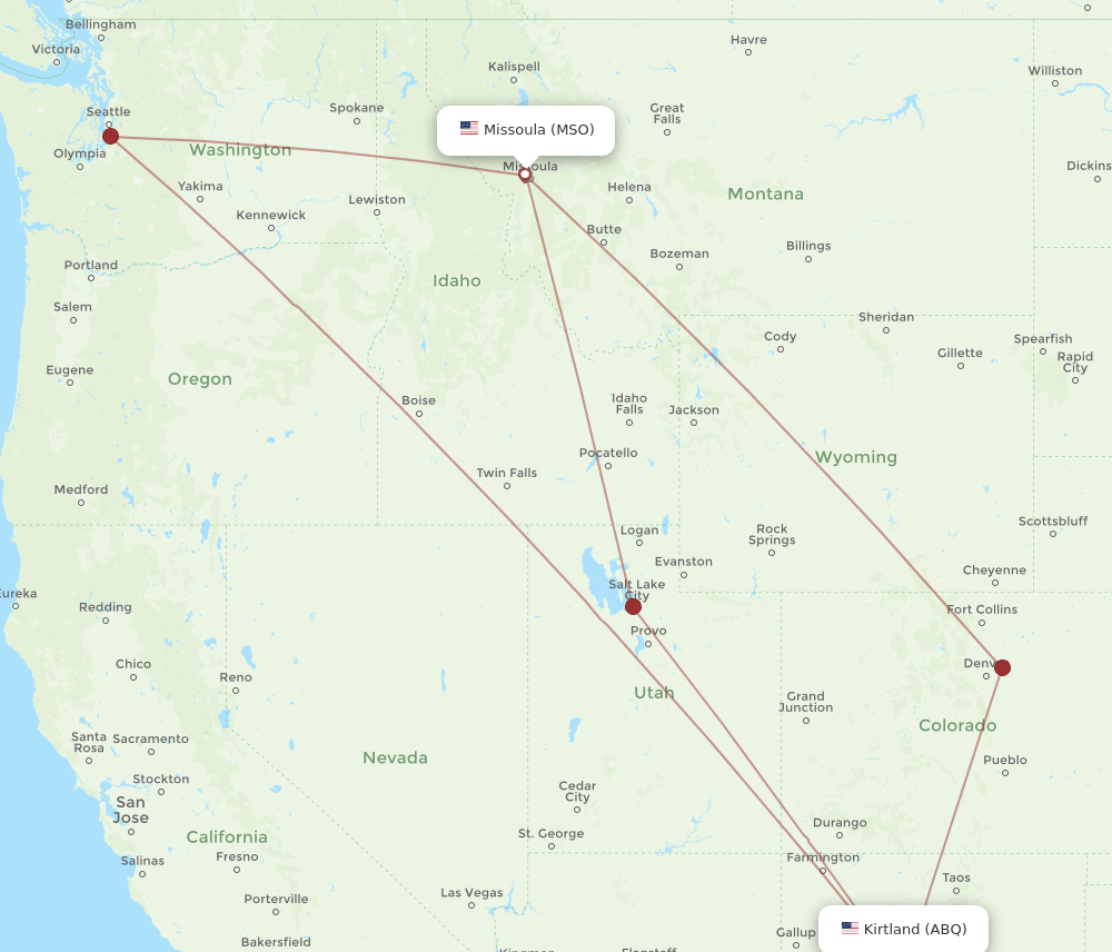 ABQ-MSO flight routes