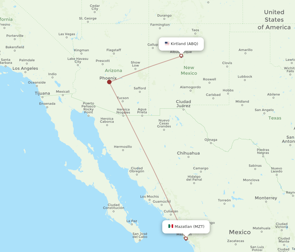 ABQ-MZT flight routes