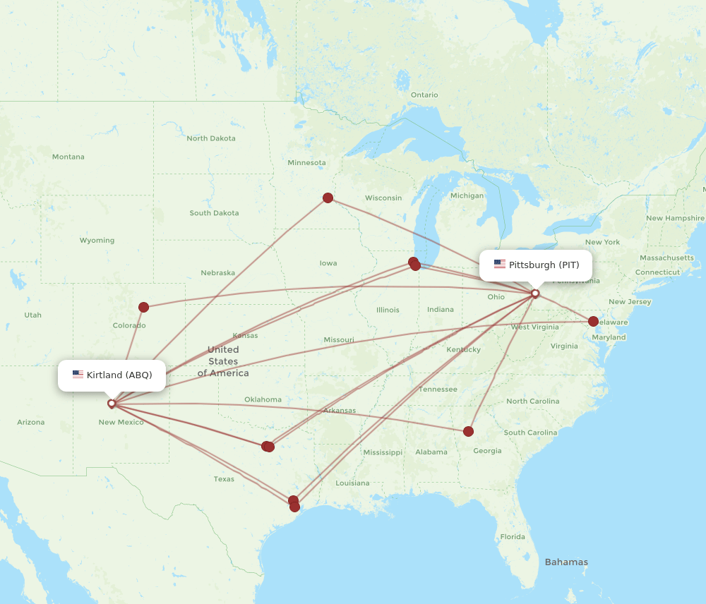ABQ-PIT flight routes