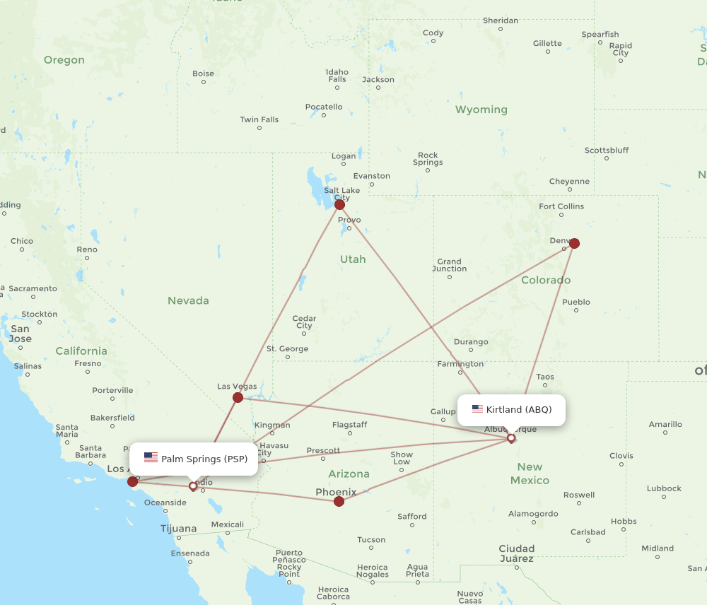 ABQ-PSP flight routes