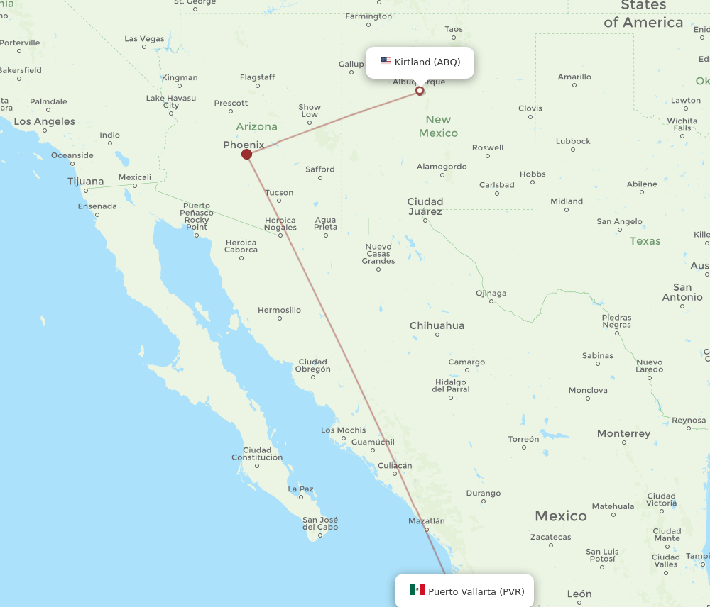 ABQ-PVR flight routes