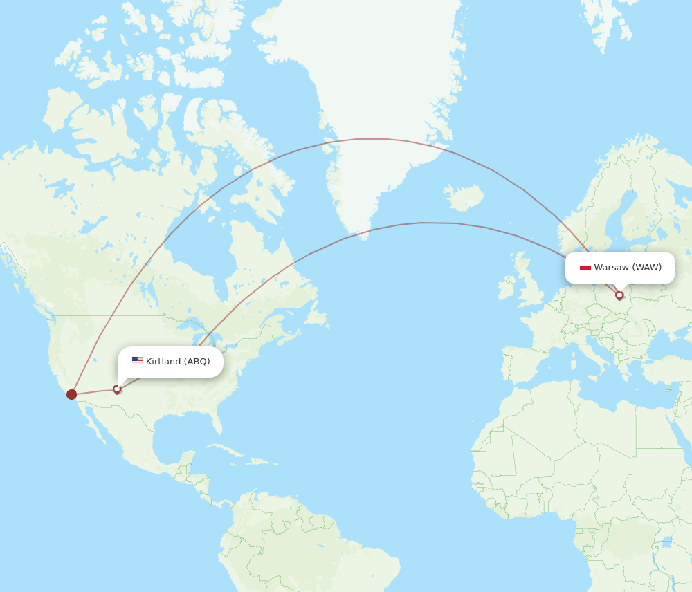 ABQ-WAW flight routes