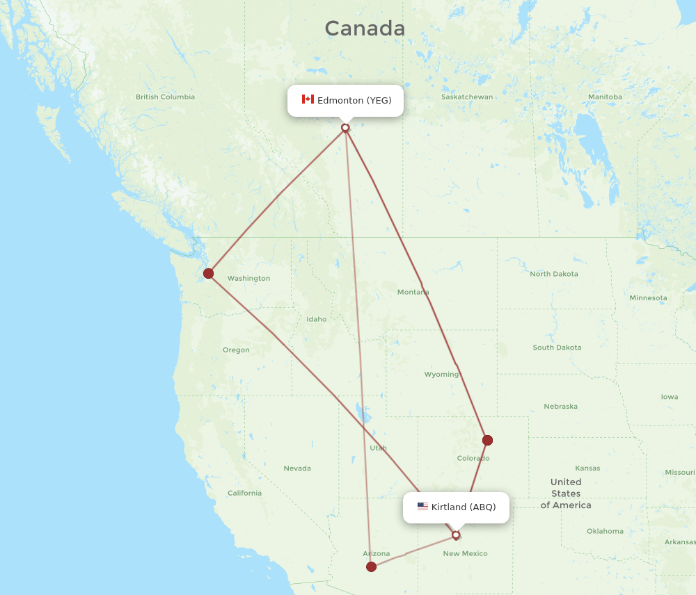 ABQ-YEG flight routes