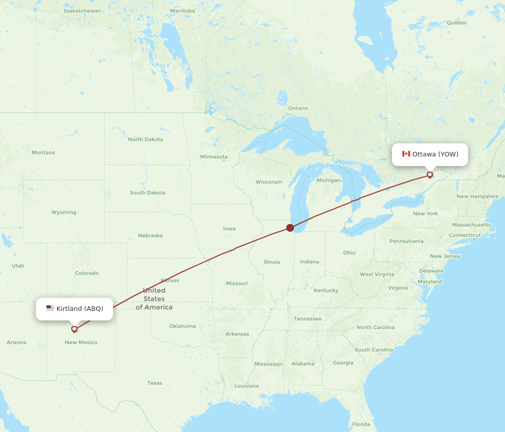ABQ-YOW flight routes