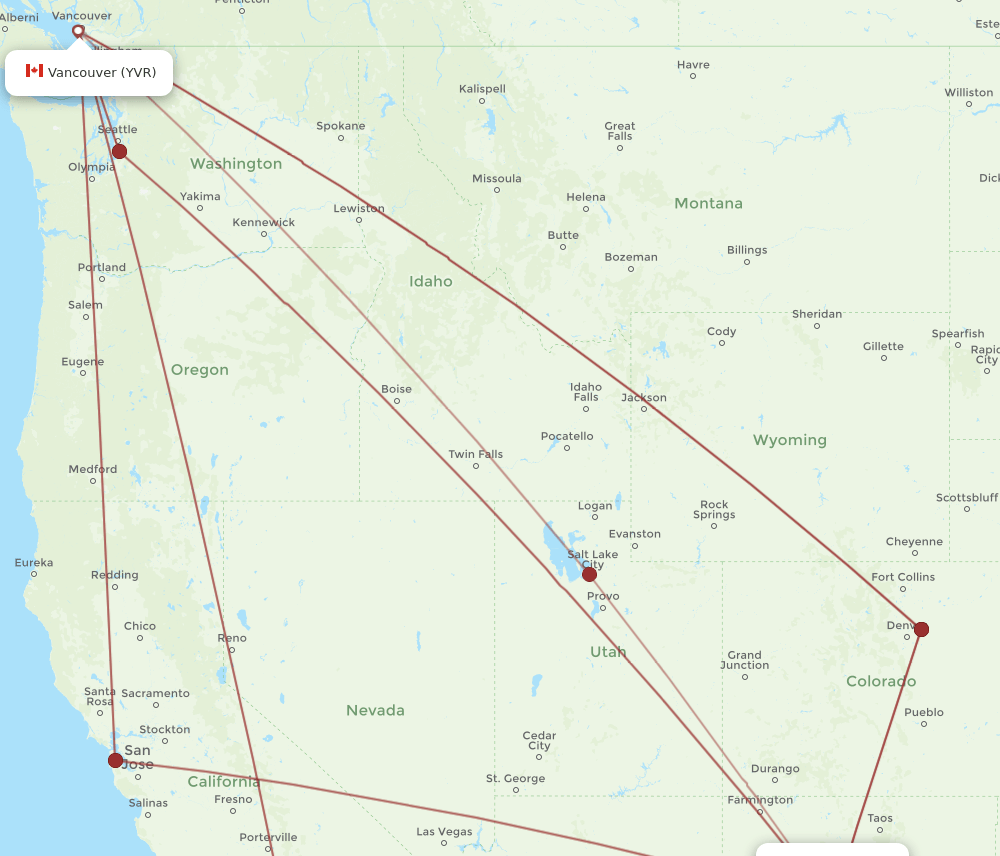 ABQ-YVR flight routes