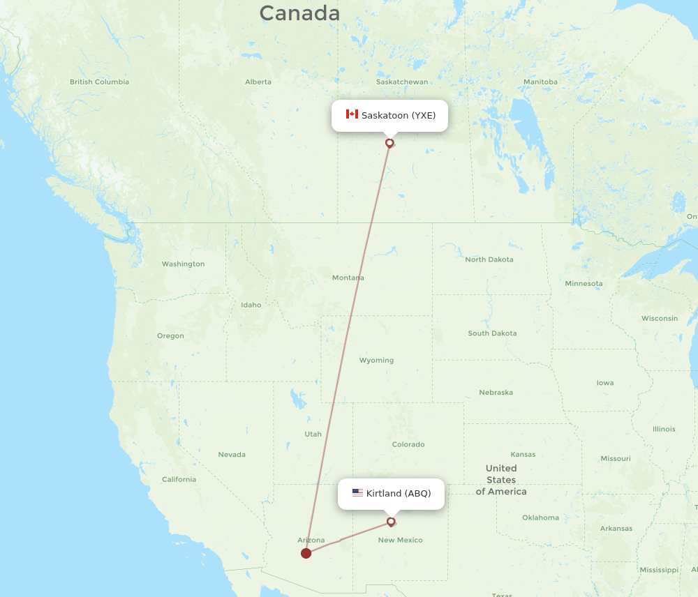 YXE to ABQ flights and routes map