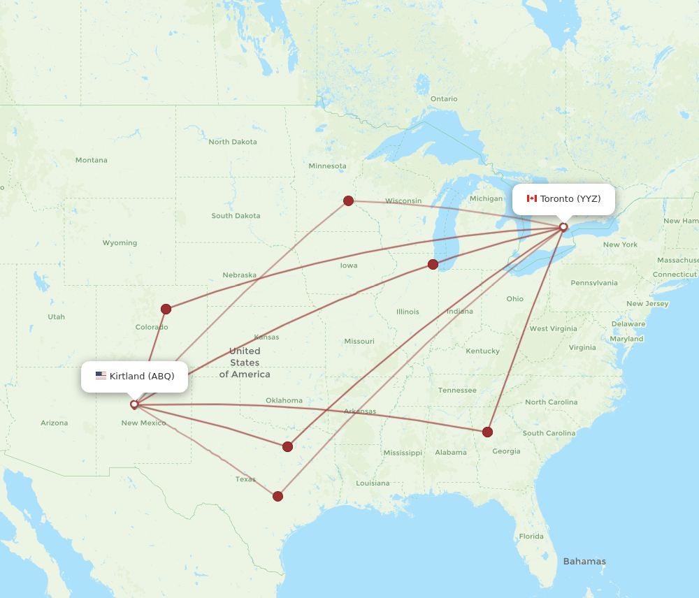 ABQ-YYZ flight routes