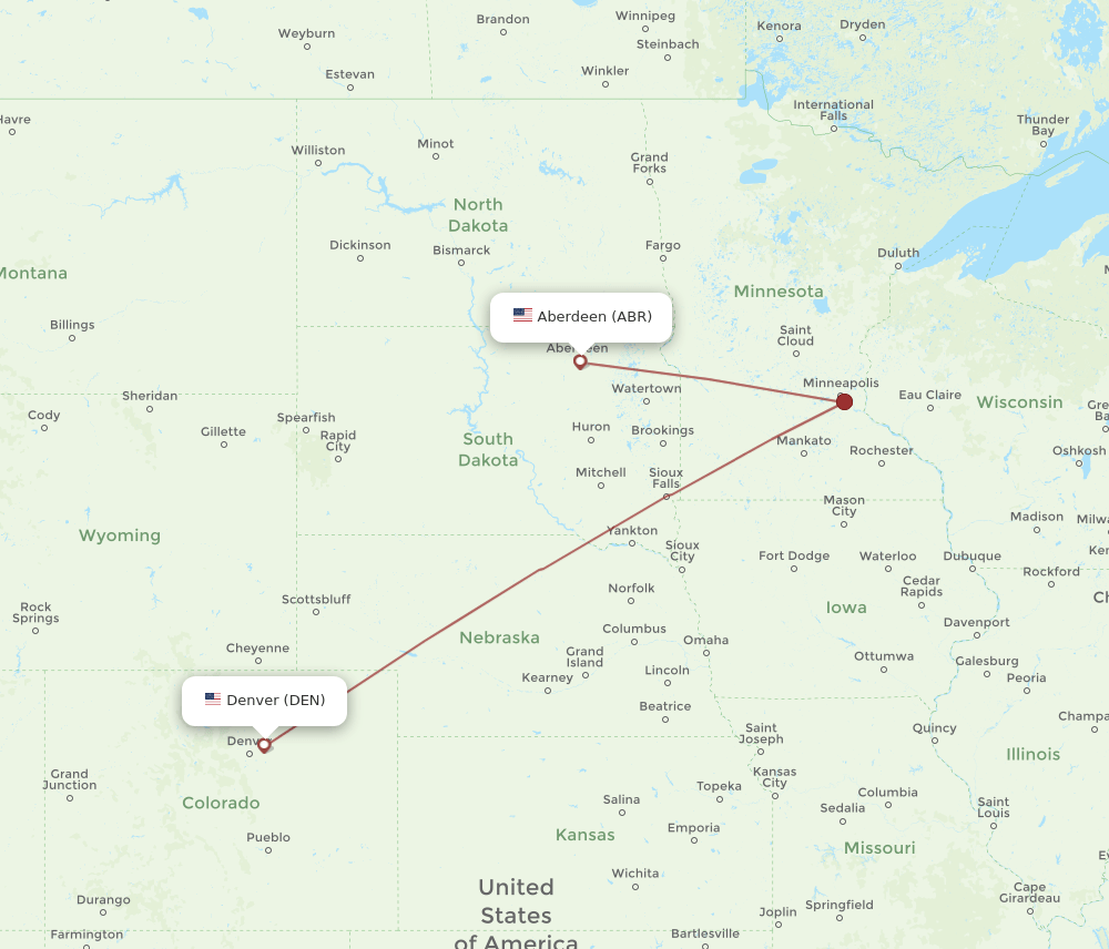ABR-DEN flight routes