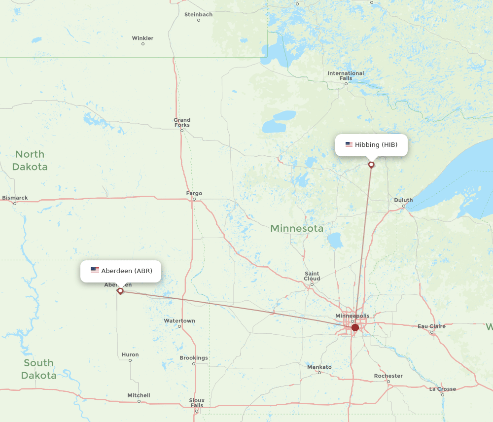 ABR-HIB flight routes