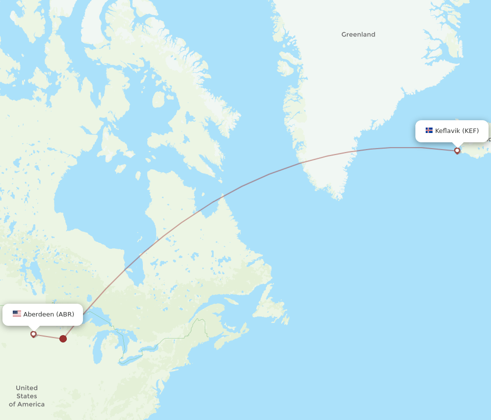 ABR-KEF flight routes