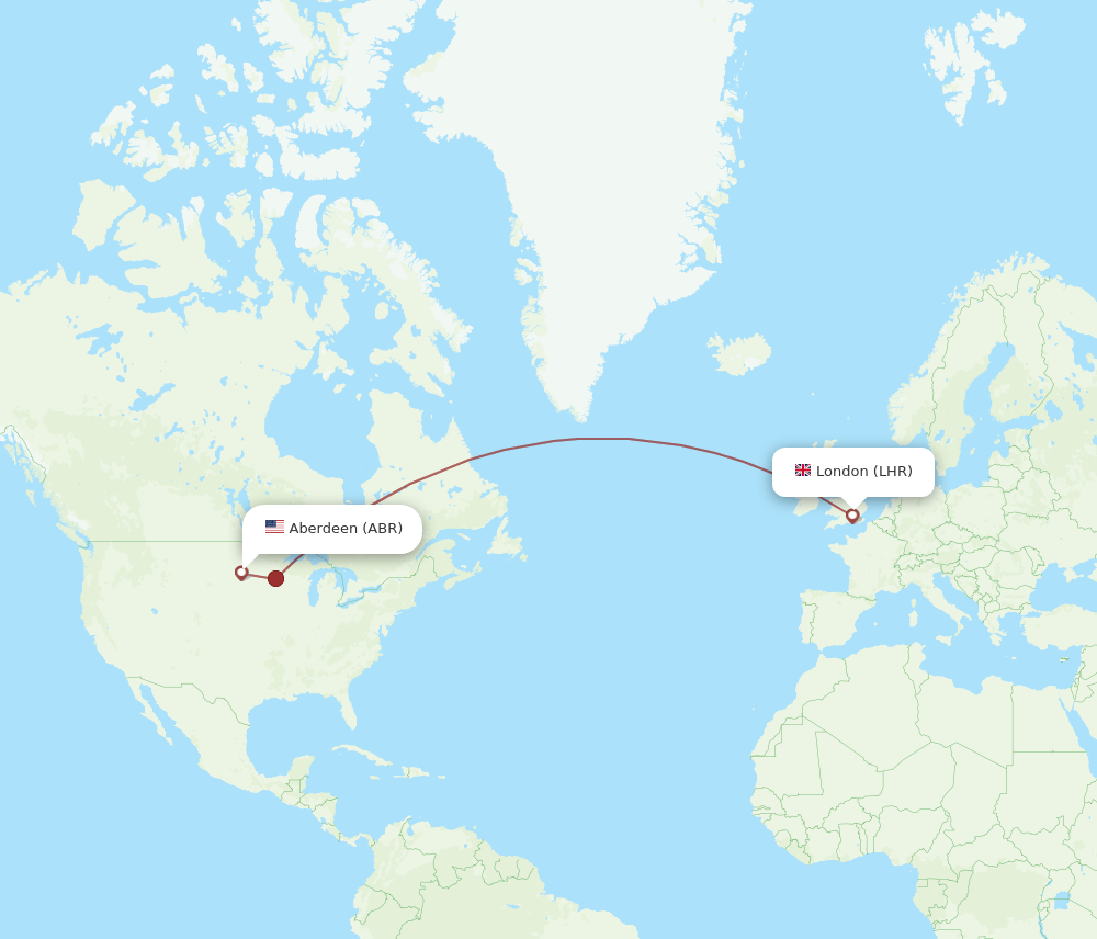 Aberdeen - London route map and flight paths