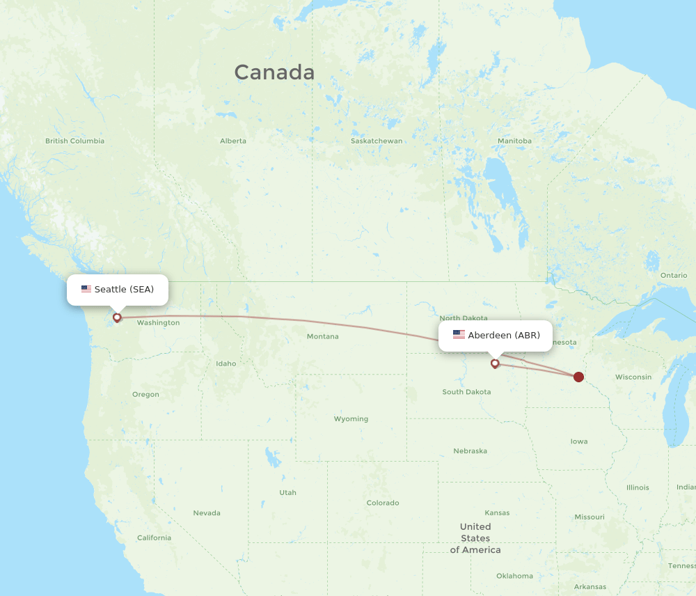 ABR to SEA flights and routes map