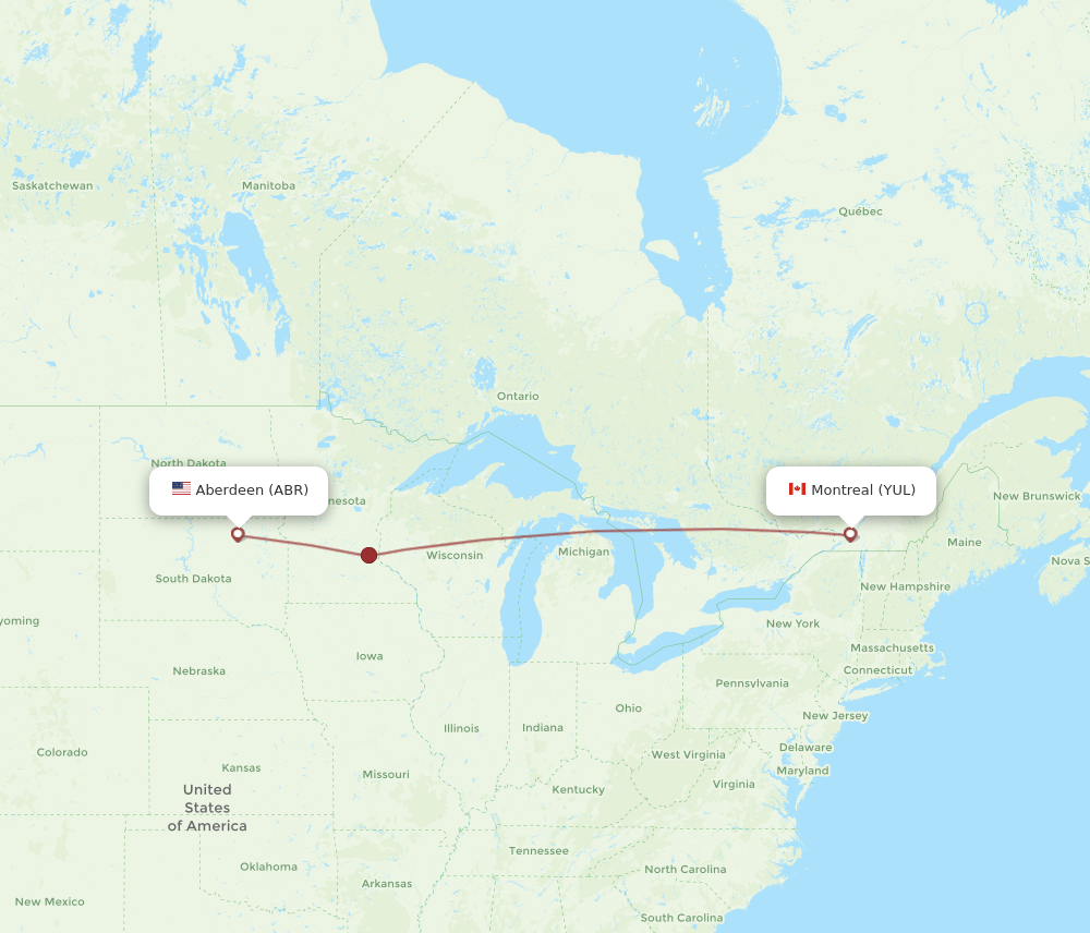 ABR-YUL flight routes
