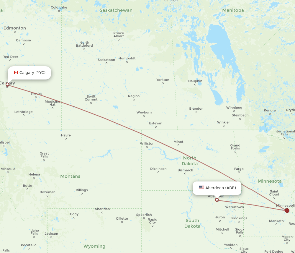 ABR-YYC flight routes