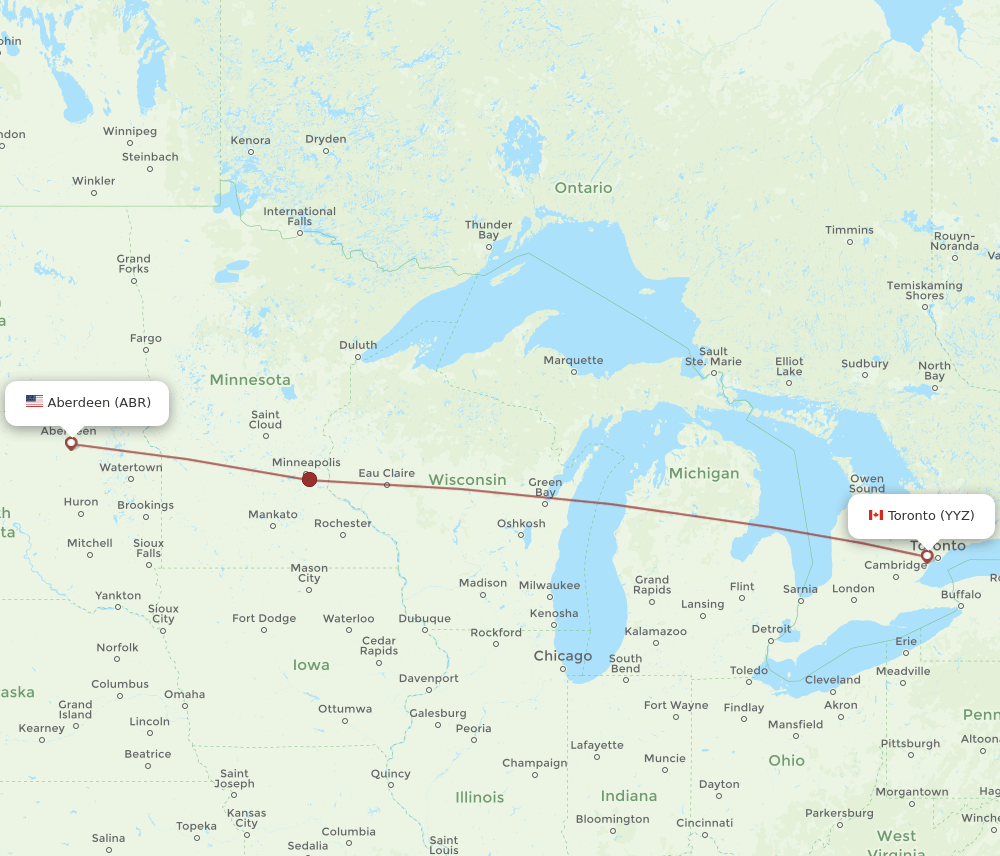 ABR-YYZ flight routes