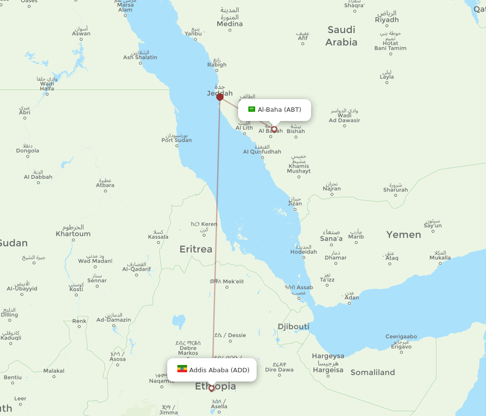 ABT to ADD flights and routes map
