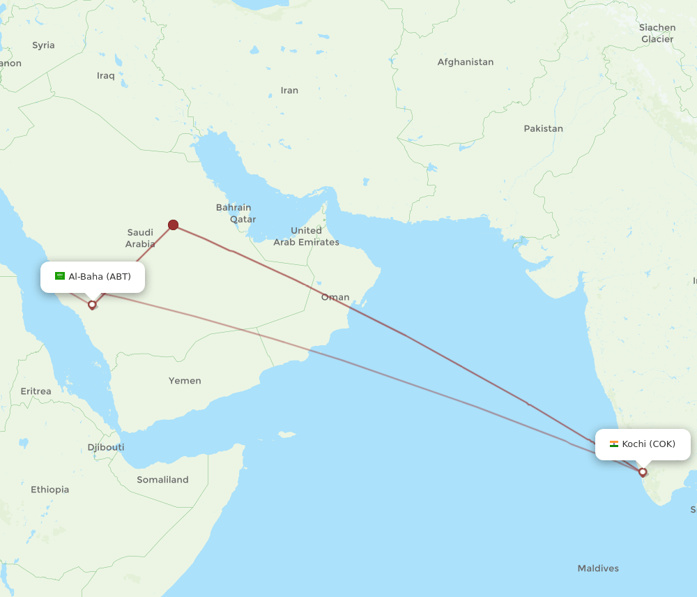 ABT-COK flight routes
