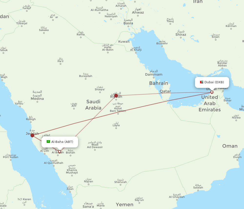 ABT-DXB flight routes