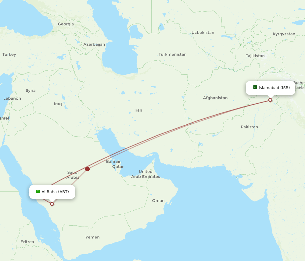 ABT to ISB flights and routes map