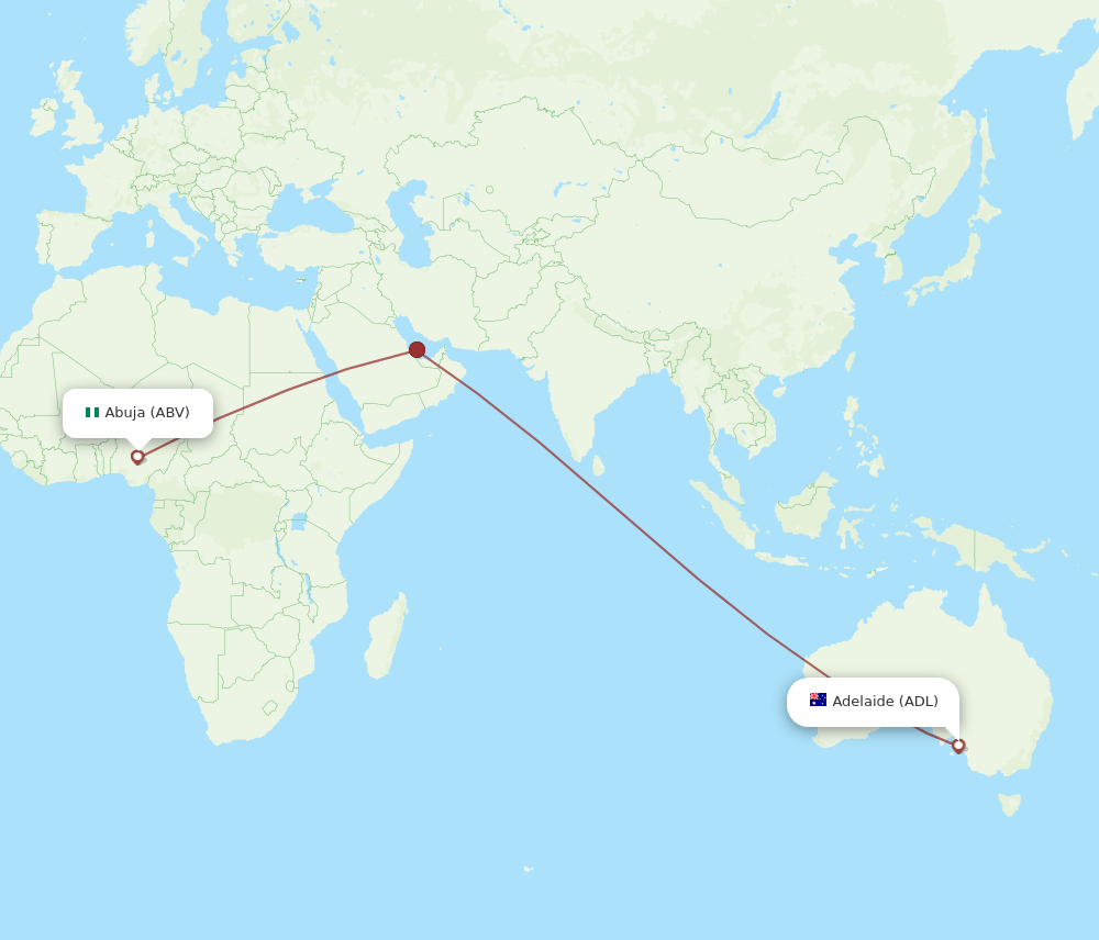 ABV to ADL flights and routes map