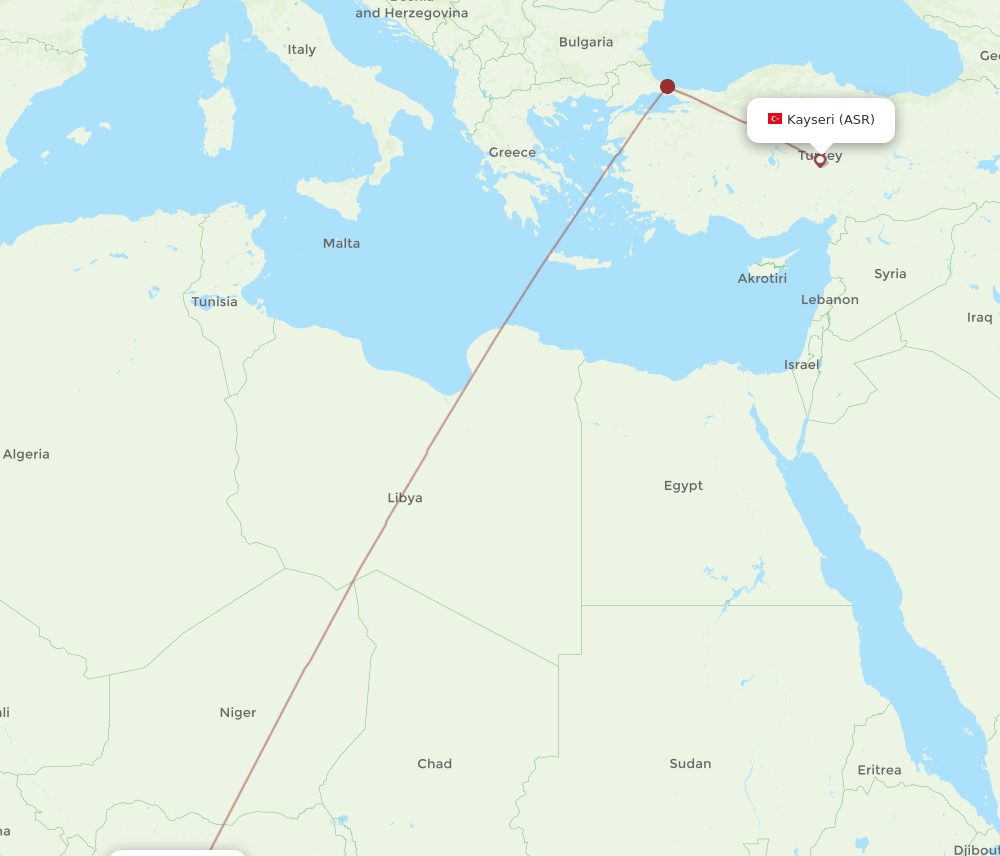 ABV-ASR flight routes