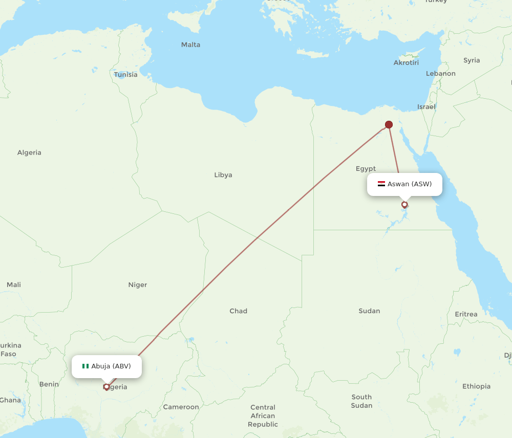 ABV-ASW flight routes