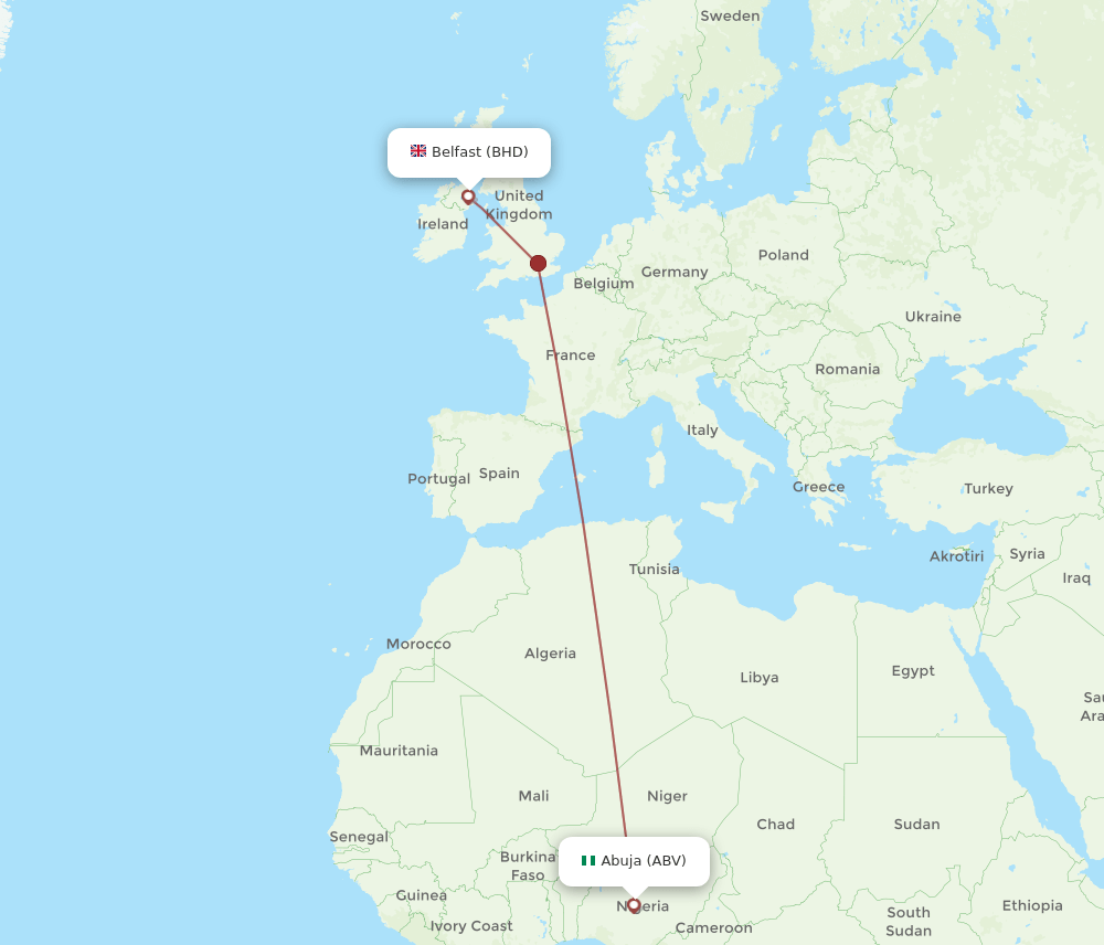 ABV-BHD flight routes