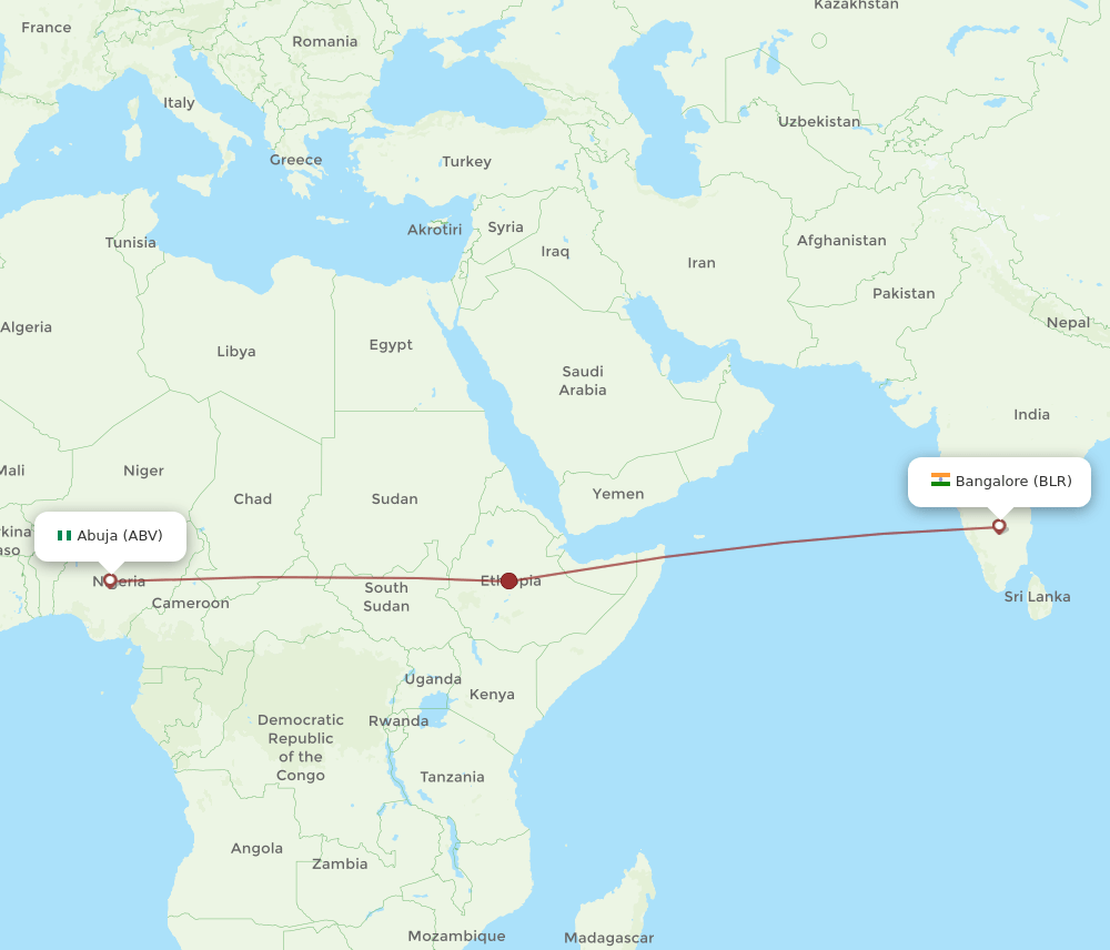 ABV-BLR flight routes