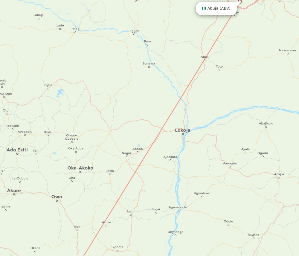 ABV to BNI flights and routes map