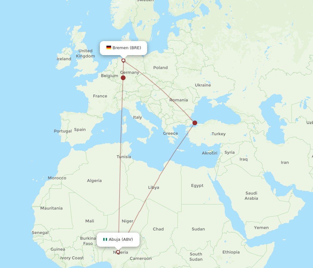 ABV-BRE flight routes