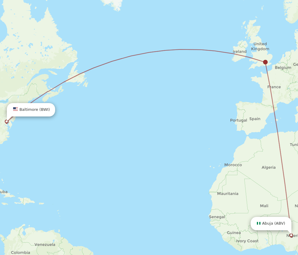 ABV-BWI flight routes