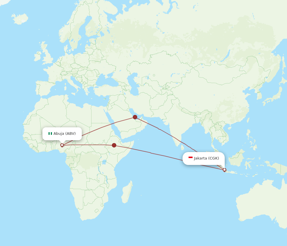 ABV to CGK flights and routes map