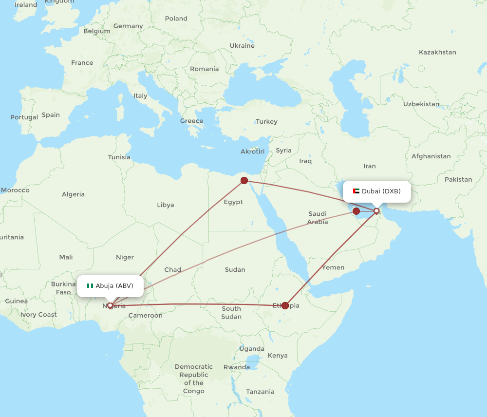 ABV-DXB flight routes