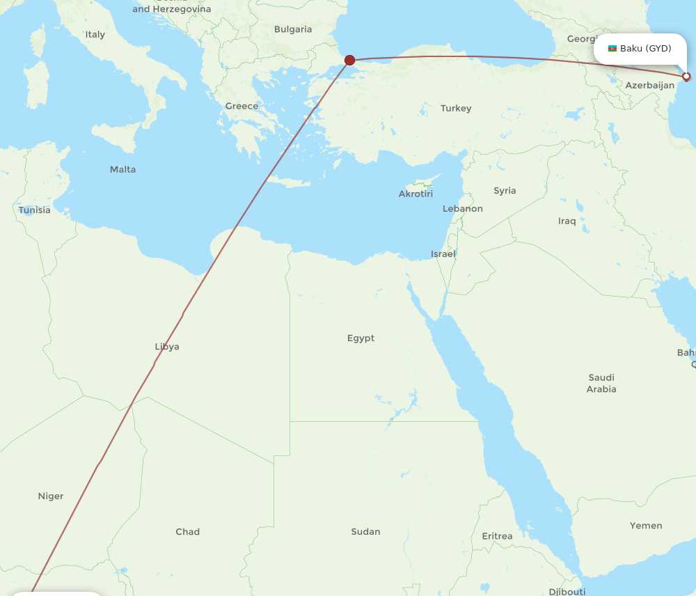 ABV-GYD flight routes