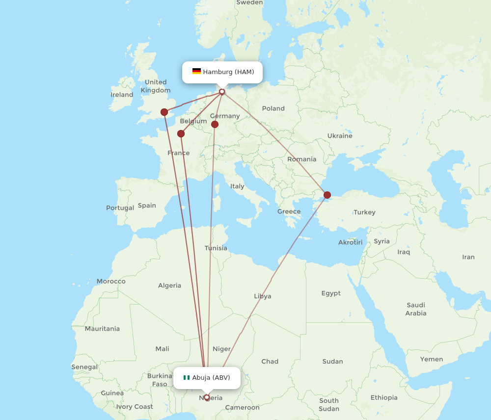 ABV-HAM flight routes