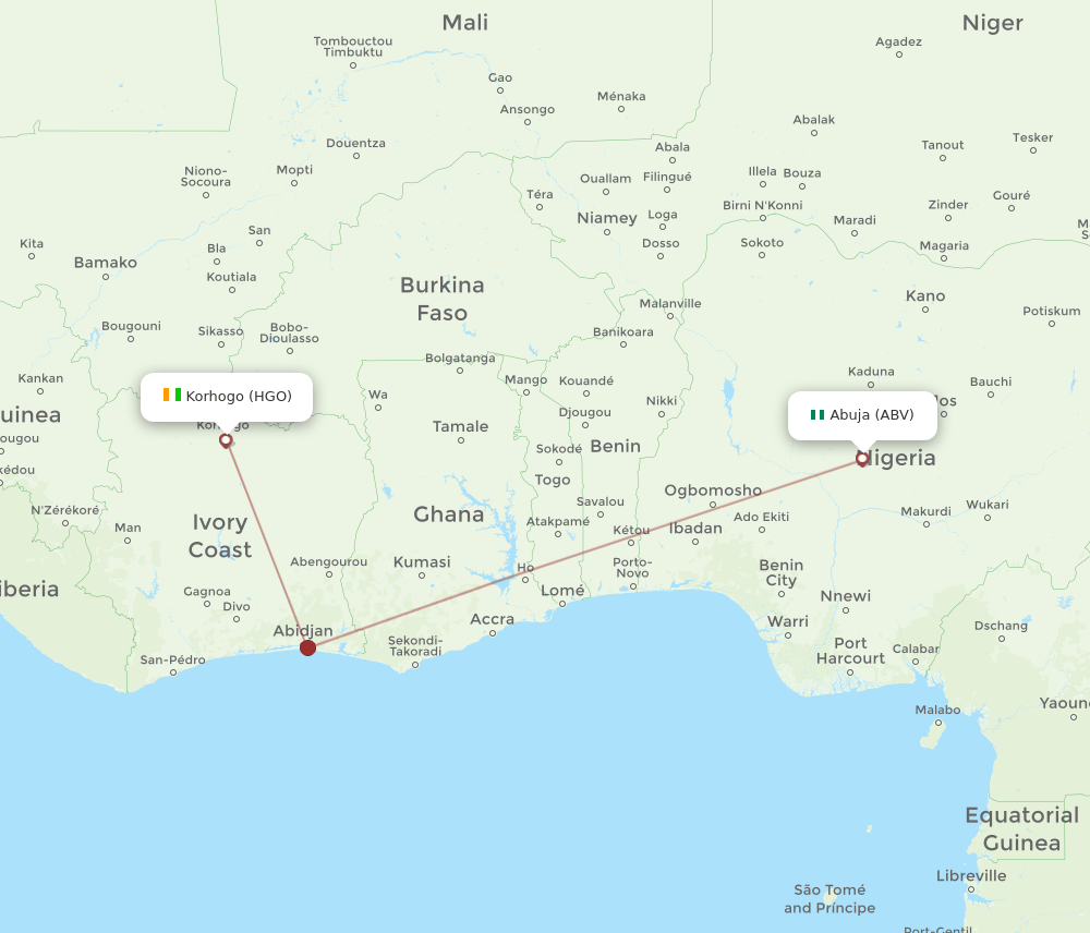 ABV-HGO flight routes