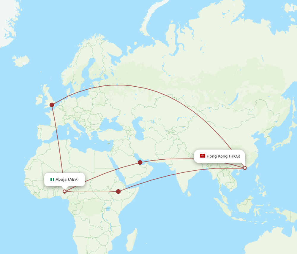 ABV-HKG flight routes
