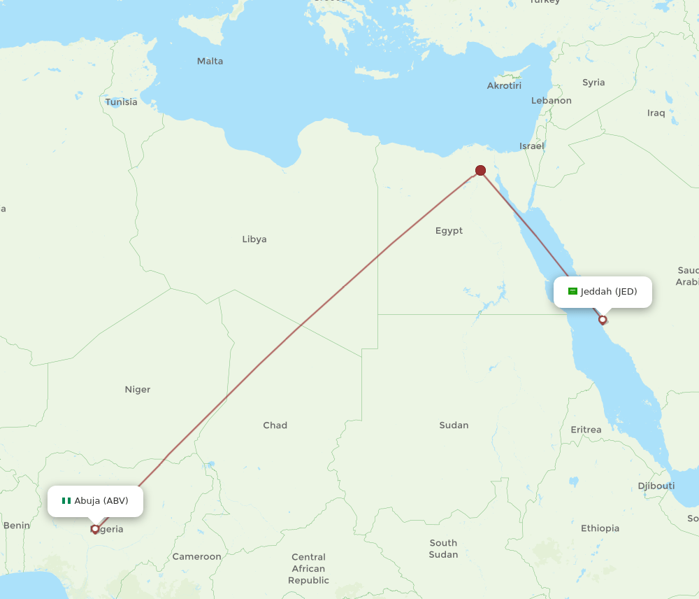 ABV to JED flights and routes map