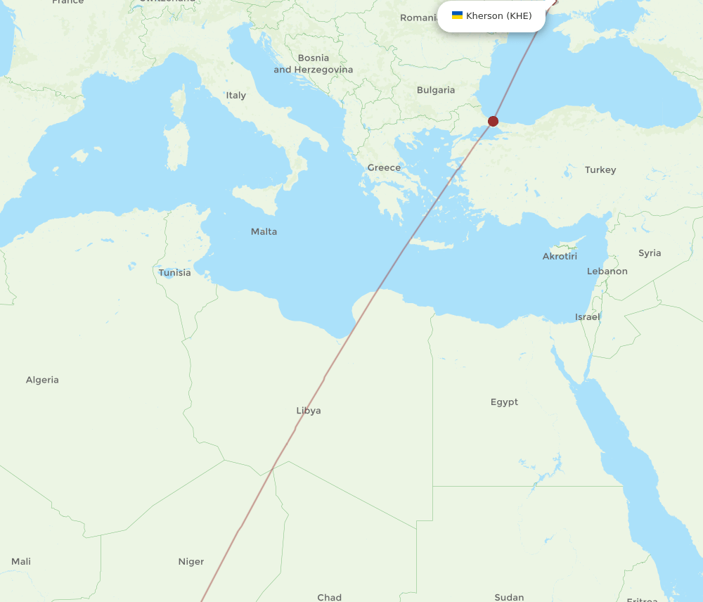 Abuja - Kherson route map and flight paths