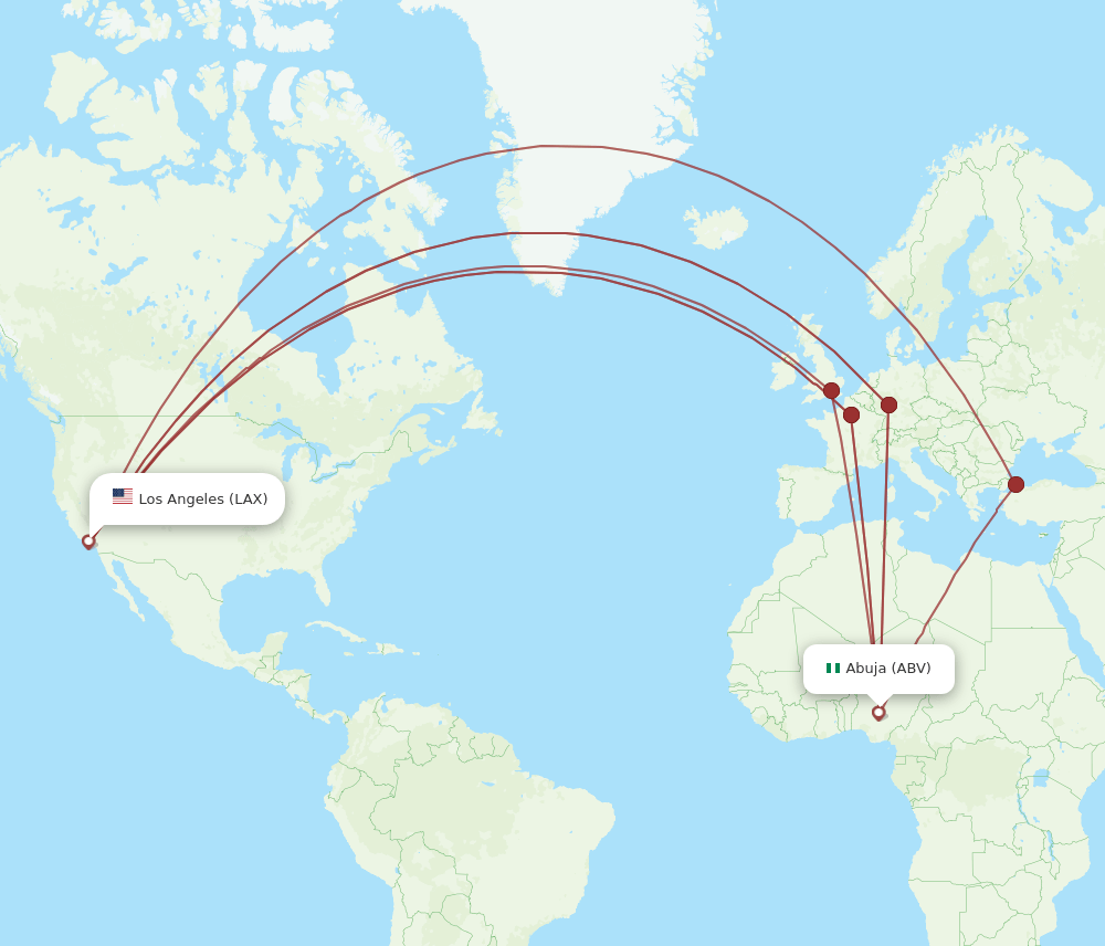 ABV-LAX flight routes