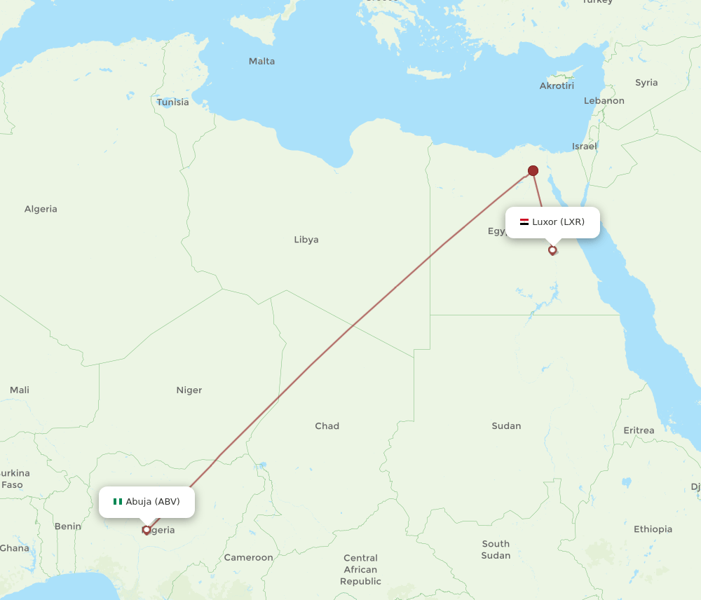 ABV-LXR flight routes