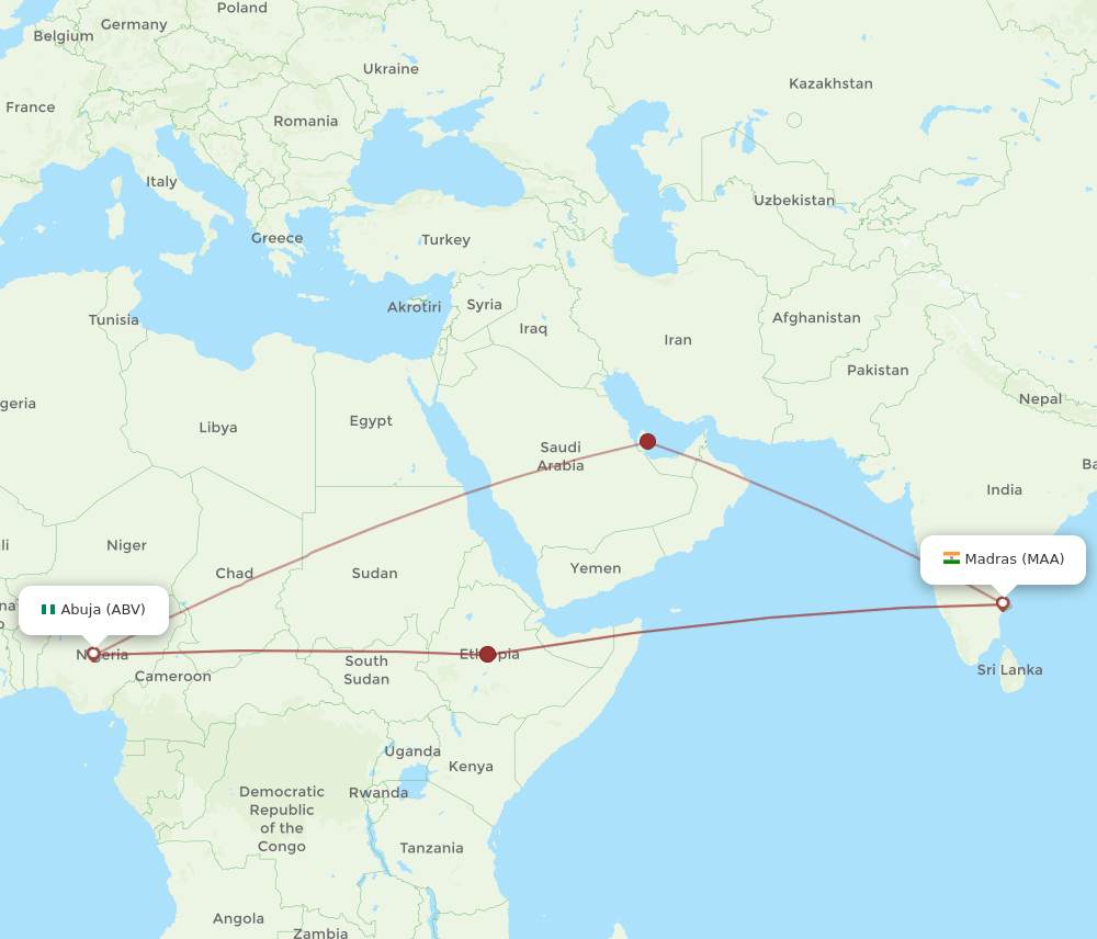 ABV-MAA flight routes